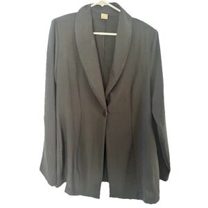 Gibiu Long Black Jacket Womens XL Single Button Light Weight Casual‎ Or Office